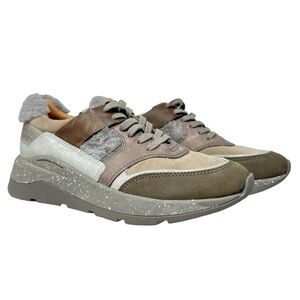 FRYE Willow Low Lace Shearling and Leather Sneaker Size 7